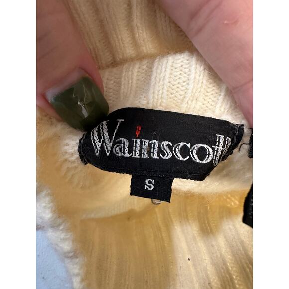 Vintage Wainscott Wool Angora Turtleneck Sweater | Cream Ribbed Soft Knit S - Picture 7 of 8